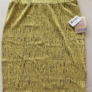 LuLaRoe Yellow Green Pencil Cassie Skirt Size S